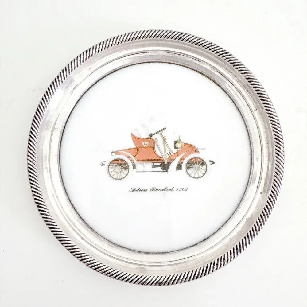 VINTAGE PAIR OF LENOX STERLING SILVER & PORCELAIN COASTERS